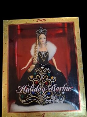 Bob Mackie Holiday Doll in Black with Gold and White Accents